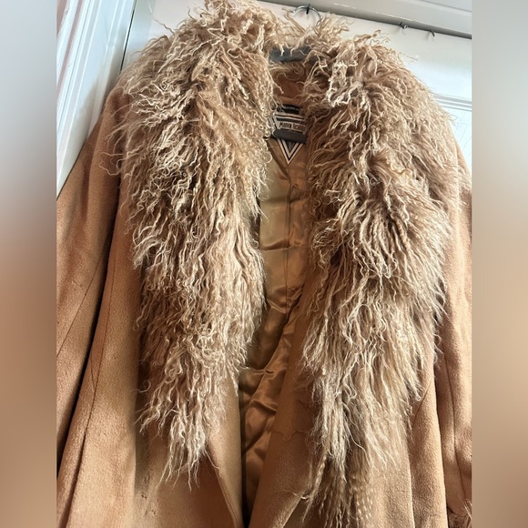 Vintage Marvin Richards Lambswool & Satin Brown Teddy Jacket with Faux Fur Trim - Picture 2 of 16